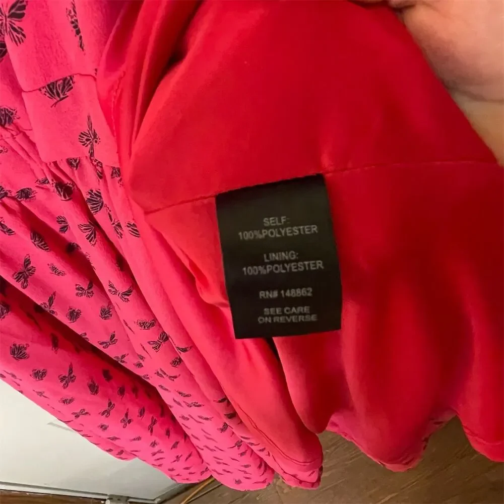 Torrid Women's Plus Size 14 Pink Butterfly V-Neck Fit & Flare Dress - Picture 5 of 6